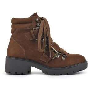 White Mountain Womens 7 M Brown Tobacco Fabric Daytime Lace Up Booties NIB HB4